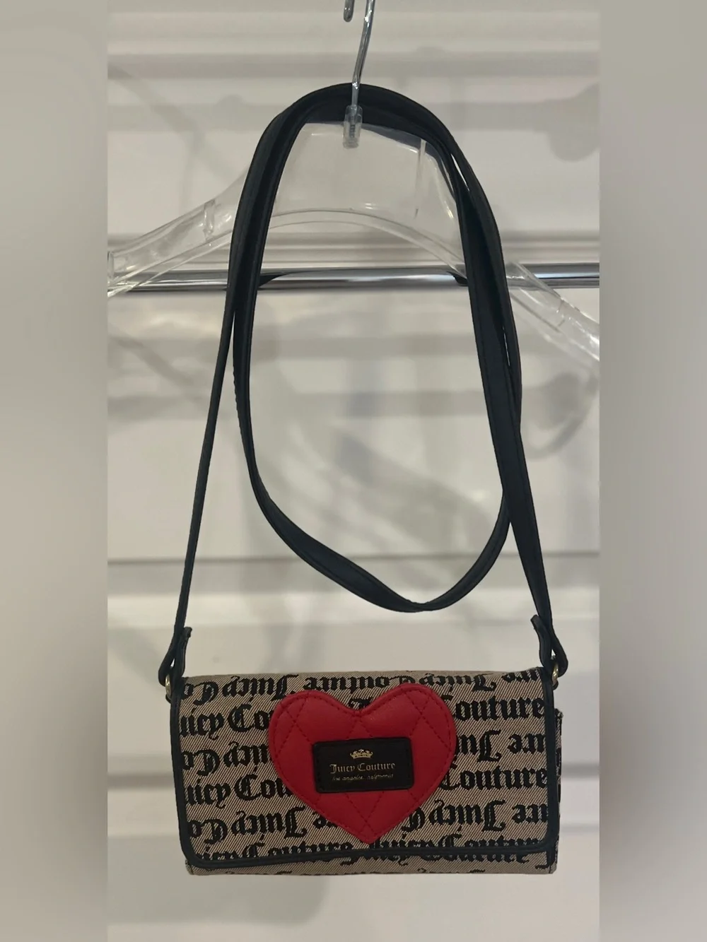 Juicy Couture Red Quilted Heart Script Logo Wallet